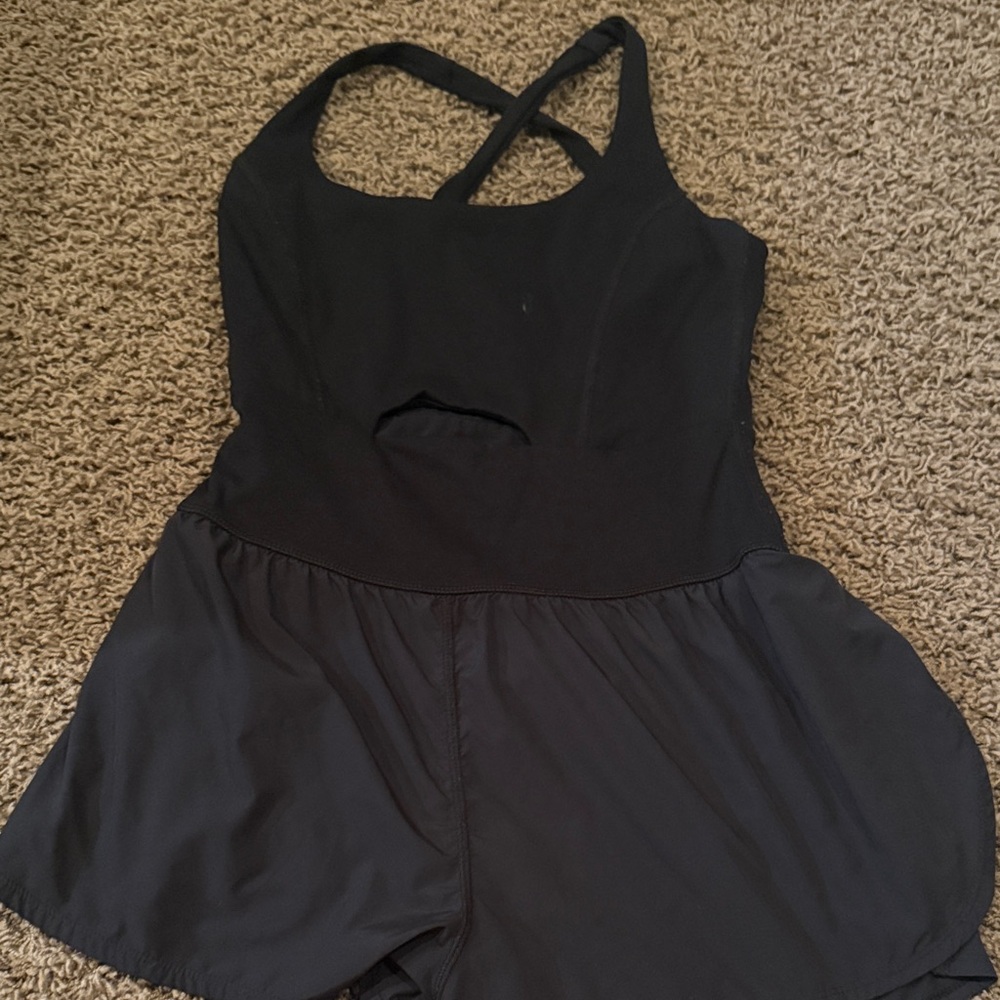 FP Movement by Free People Black Cross-Back Romper